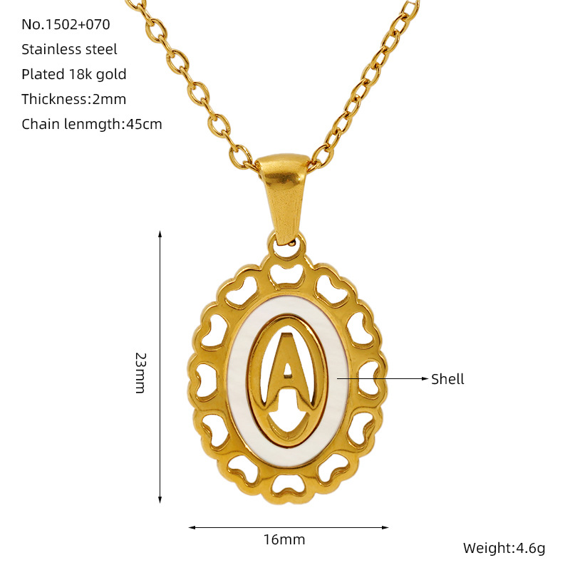 1 Piece Simple Series Daily Heart Hollow Letter A Stainless Steel 18K Gold color Plated Unisex Pendant Necklaces h5 